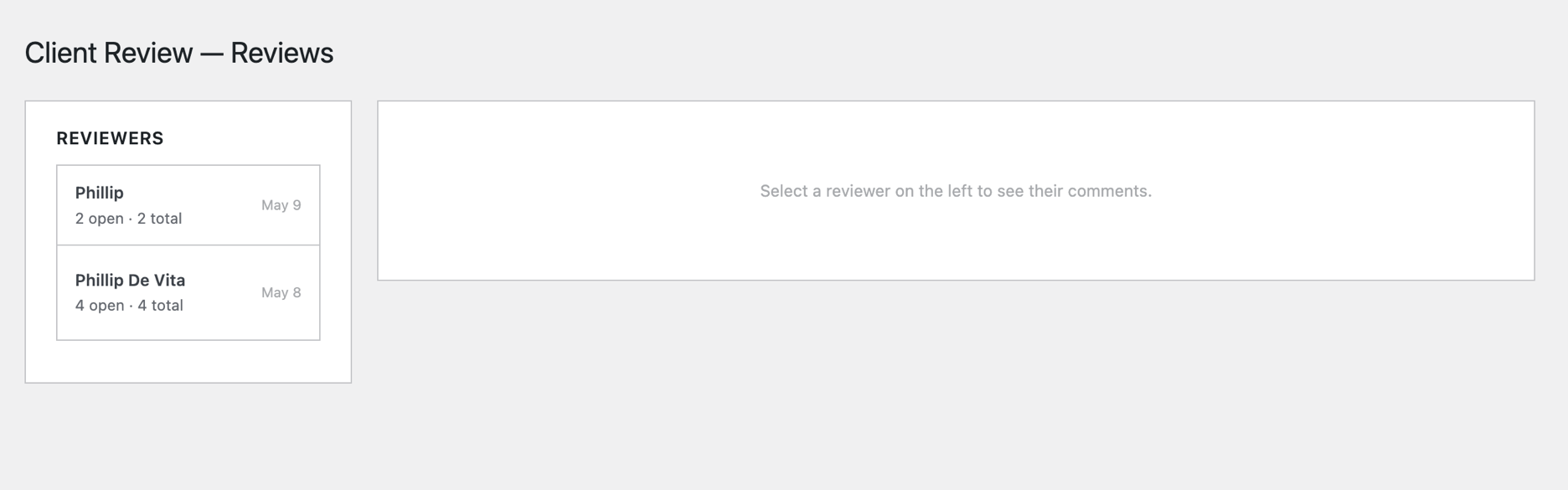 A computer screen showing a client reviews page with options to add comments and edit pages.